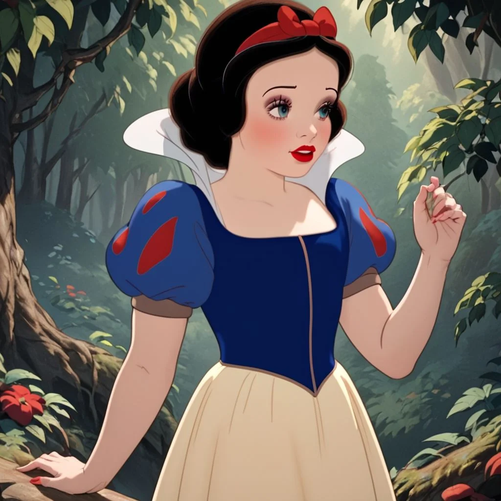 score_9, score_8_up, score_7_up, score_6_up, score_5_up, score_4_up, rating_safe, 1girl, snow white, in a forest,
