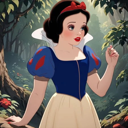 score_9, score_8_up, score_7_up, score_6_up, score_5_up, score_4_up, rating_safe, 1girl, snow white, in a forest,