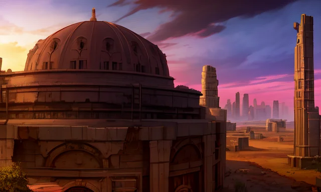 ((extreme detail)),(ultra-detailed), extremely detailed CG unity 8k wallpaper,best quality, masterpiece, modern, ruins, desert, industrial, gothic, <lora:OdinSphereStylev2:0.7>odinspherestyle,