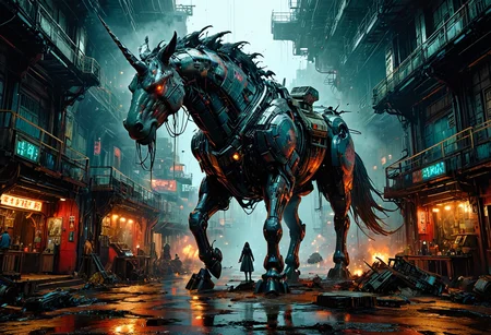 (in Otomo Katsuhiro style:1.2), high-quality, masterpiece, **(Photorealistic, detailed, intricate, hyperreal)**a black and white digital painting depicting a serene, A majestic,3d rendering, Tsutomu Nihei, complex system, equipment with hyper detail, future mechanical society, sci-fi, dystoia, super complex and giant structures backdrop, a black unicorn standing in front of gloomy futuristic environment, fog, dramatic lighting, Unreal engine 5, RTX shader, detail texture, cyber screen, rustic, realism ambience --ar 9:16 --style raw --stylize 700, surrounding illumination, The overall mood should be one of oppressive dread and unsettling curiosity. photorealistic, professional studio lighting, extreme photorealism, epic insanely beautiful, on the beach, (ultra-wide angle:1.3), pale skin, shadow, underexposed, faded, blurry, motion blur, ((grainy)),nicolas delort, light silver and turquoise Fujifilm X-T4, Sony FE 85mm f/1. 4 GM --ar 51:91 --style raw --s 750 --v 5. 1. High Detail, Perfect Composition, movie scenes, highly detailed. Photorealistic rendering, dramatic lighting, sharp contrast with a dark surreal atmosphere, (elaborate fine details:1.1), (hyperdetailed:1.1), (intricate details:1.0), (Refined details:1.1), (best quality:1.1), (high resolution:1.2)