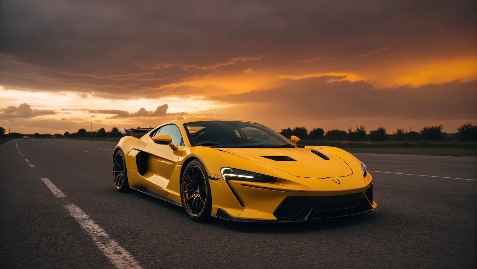 a neon yellow sports car,dramatic orange overcast sky,dramatic light,8k cinematic,
<lora:Landscapes-v1.1:0.8>,