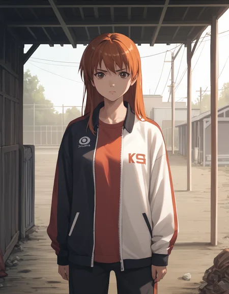 score_9,  score_8_up, score_7_up, source_anime
<lora:kasumi-v1-ponyxl-000015:1> kasfg, brown eyes, brown hair, orange hair, streetwear,
1girl, solo, standing, shed, sunbeam, serious, light particles