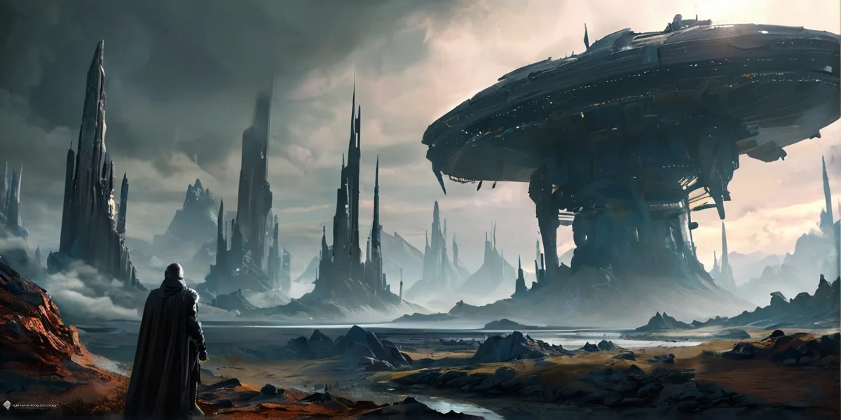 masterpiece, best quality, amazing quality, very aesthetic, absurdres, scenery, official art, A barren expanse of blackened earth under a swirling, starless void, where strange, shadowy figures roam aimlessly.