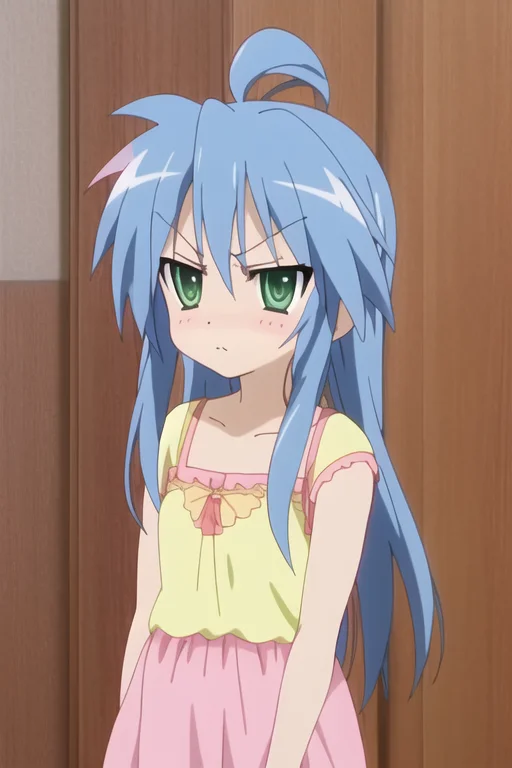 best quality, (konataOrig-5000:.9), video game controller in hand, angry face, pouting