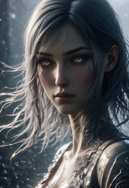 Graphics Unreal Engine 5, 3D Modeling,3D Blender, Mocap Actors ,fullbody a Character woman,showhot, ultra hdr, ghostly beauty, windy, raw photo, reflection, lighting, intricately detailed, digital art, fantastic art, high detail, 4k resolution, dynamic motion blur, lens flares, holding long blade