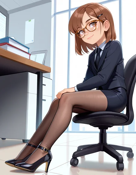 masterpiece, best quality, very aesthetic, absurdres,
indoors, office,
full body, long eyelashes, light smile,
<lora:Megan_v01_NAIXL-000012:1>,
M364n,1girl,brown hair,short hair,hairclip,glasses,brown eyes, freckles, office lady,necktie,suit,pencil skirt,brown pantyhose,high heels,