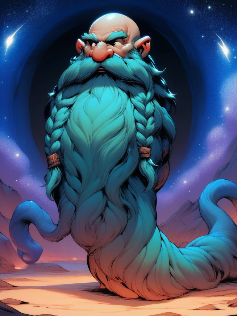 Alien-themed , score_9, score_8_up, score_7_up, score_6_up, score_5_up, score_4_up, <lora:Harry_Dwarf_Pony_XL:1>,
Harry_Dwarf, bald, bangles, with long Teal beard and braided moustache, exciting, dynamic . Extraterrestrial, cosmic, otherworldly, mysterious, sci-fi, highly detailed