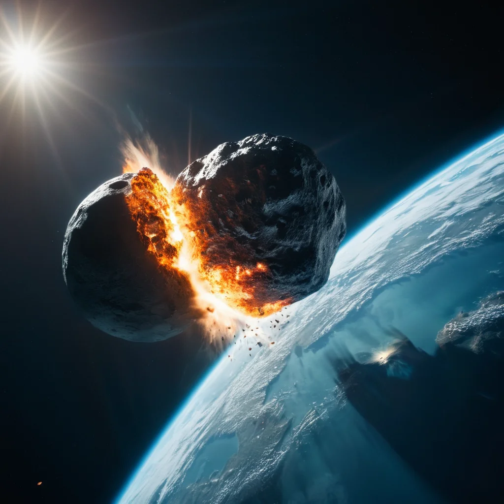cinematic film still of <lora:collision style:1>
A collision of a asteroid is seen from the earth's atmosphere,no humans,ocean,star (sky),scenery,science fiction,sun,space,explosion,planet,earth (planet),spacecraft , impact, crash, explosion, destruction, strike, wreck, smash, planet, outer-space, galaxy, cinematic, film, different color, real, collision style, shallow depth of field, vignette, highly detailed, high budget, bokeh, cinemascope, moody, epic, gorgeous, film grain, grainy