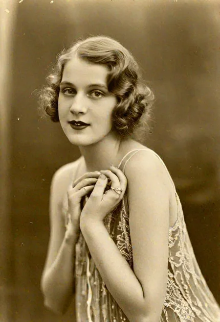 Vintage photo in 1920s of a young woman