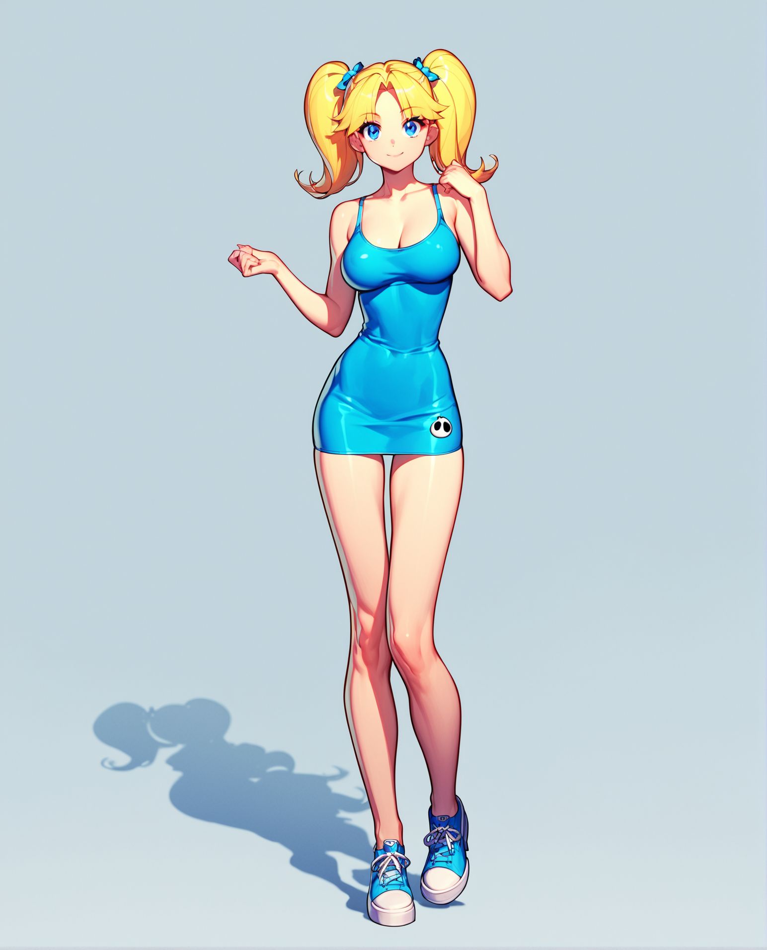 score_9, score_8_up, score_7_up, source_anime, BREAK  1girl, solo, Bubbles (Powerpuff girls), blonde hair, blue eyes, pigtails, looking at viewer, breasts, standing, full body, <lora:Adult_Powerpuff_Girls:1>, rating_questionable