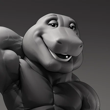 score_9, score_8_up, score_7_up, score_6_up, source_cartoon, BREAK, 1boy, barney the dinosaur, gigachad, black and white, smile, posing, chiseled jawline, muscular, 2D <lora:Barney_the_Dinosaur:1> <lora:gigachad:1>