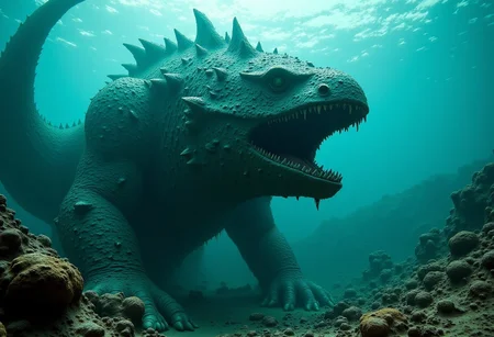 A Cinematic Photography. Kodak Motion Picture Film style, Analog photography
Over saturated Photo of a huge weird underwater  Monster Diving solely over atlantis, intricate Detail, masterpiece