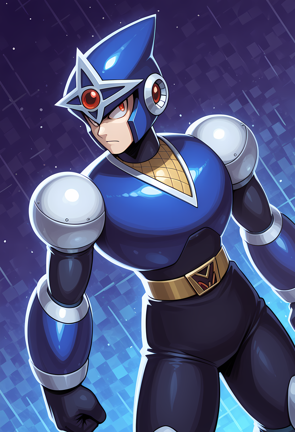 masterpiece, best quality, amazing quality, dutch angle, abstract background, BREAK
1boy, solo, male focus, mm3_shadow, helmet, red eyes, android, armor, BREAK
<lora:cfg_scale_boost:.6> <lora:Shadow_Man_-_Mega_Man_3_-_ILXL:1>