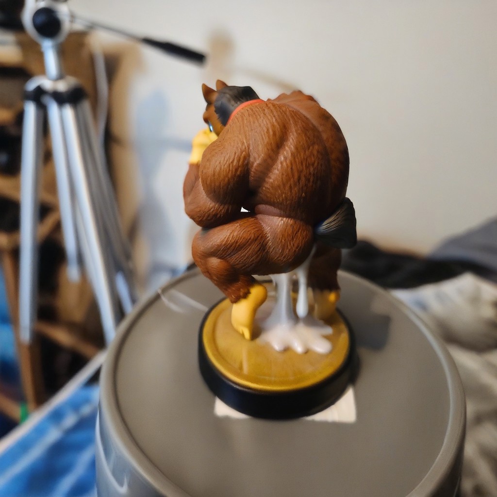 Amiibo, figure, horse, erection, cum drip, on all fours, round circular stand, muscular, bara, detailed figure