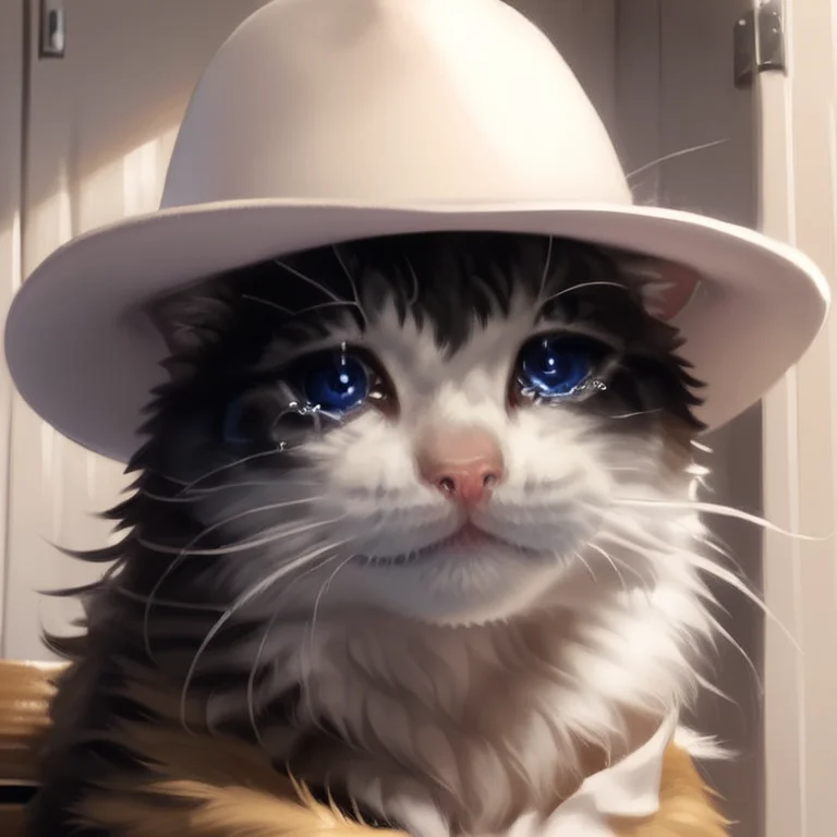 score_9, score_8_up, score_7_up,score_6_up, score_3, score_5, score_4,
sad cat meme, no humans, cat, animal focus, realistic, hat, looking at viewer, animal, blue eyes, whiskers, solo, helmet,sad,cry,tears
<lora:sad_cat_pony27:0.8>