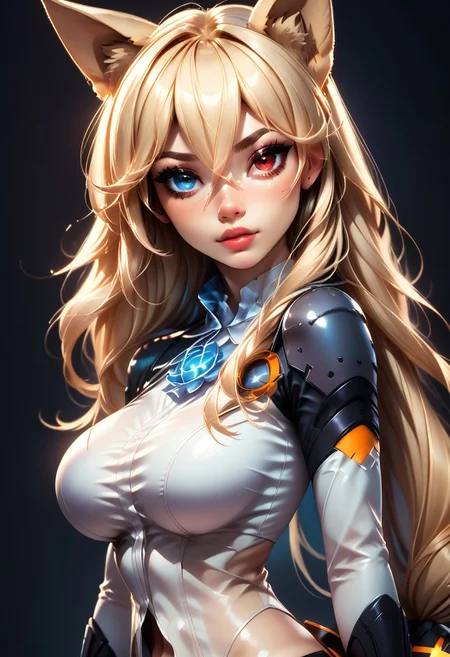 score_9, score_8_up, score_7_up, score_6_up, score_5_up, score_4_up score_9,score_8_up, digital art, realistic 3D illustration,
BREAK,
G41_Girls_Frontline, heterochromia, red eyes, blue eyes, animal ears,
BREAK,
upper body,
(head tilt, portrait:1.2),
subsurface scattering, soft lighting, contemplative expression, dark background, subtle makeup, high-resolution, detailed texture, emotional depth, dramatic mood, serene atmosphere, cinematic lighting. perfectly round breasts, big breasts, firm breasts, SkinHairDetail, eye contact, looking at viewer, cowboy shot,