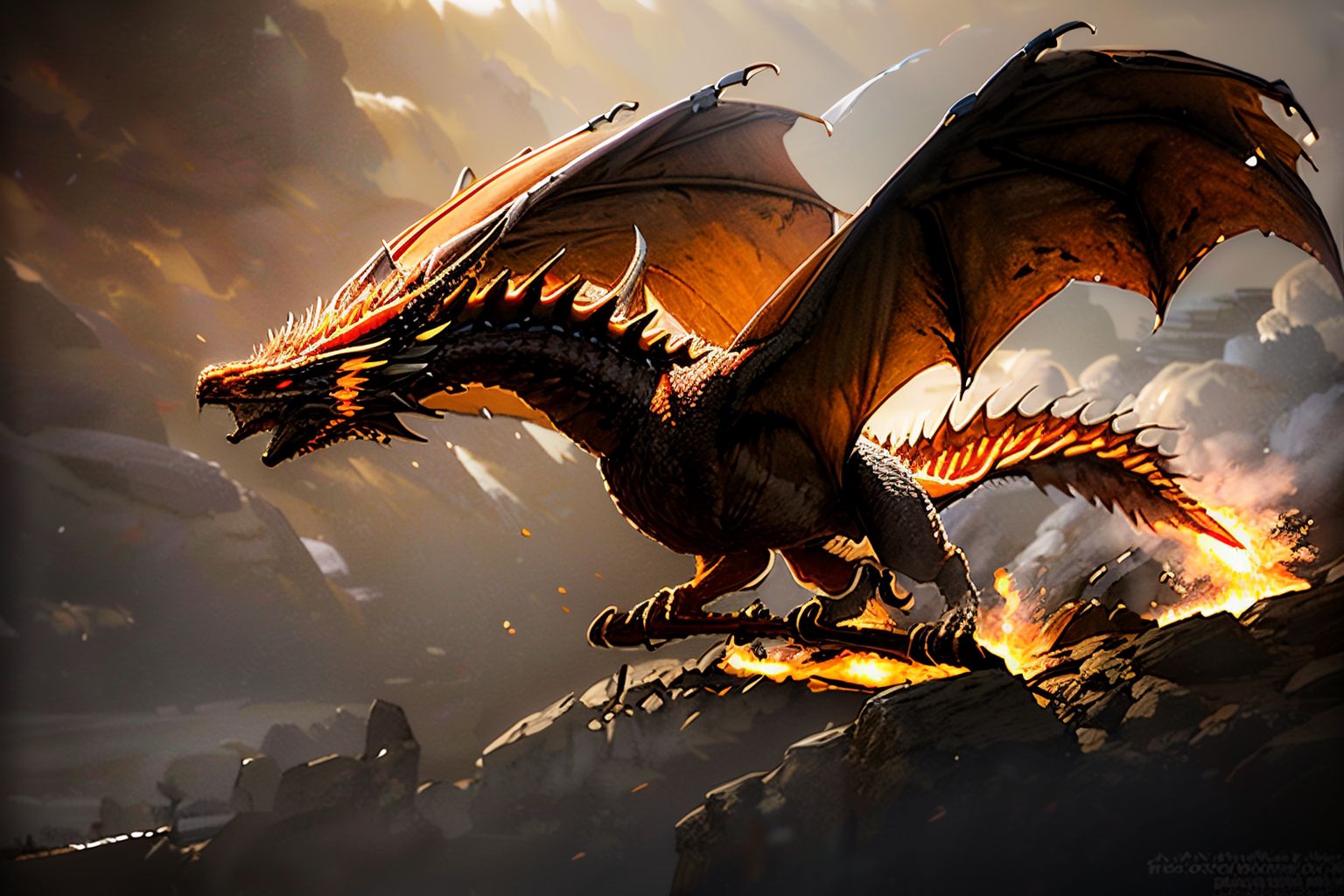EdobDragon, red fire dragon, open wings, (realistic:1.5), <lora:EdobDragon_v1.0:1>