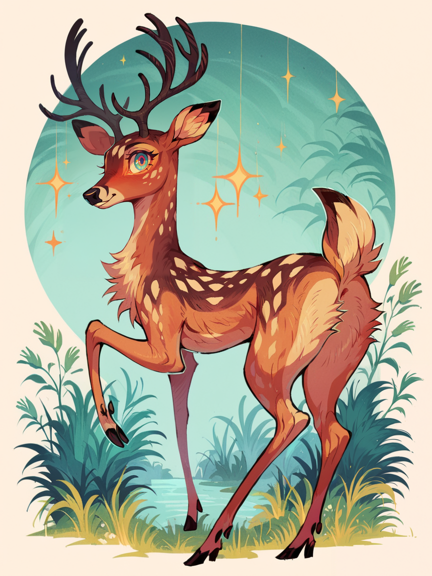 score_9, score_8_up, score_7_up, score_6_up,  <lora:br1ghtXLP:1> br1ght, deer