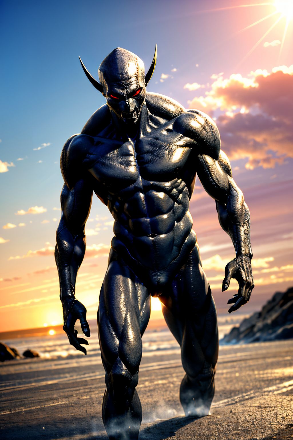 (Realisitc:1.5) Black and red alien man monster, <lora:EdobAlienMonsterMale_v1.0:0.8>