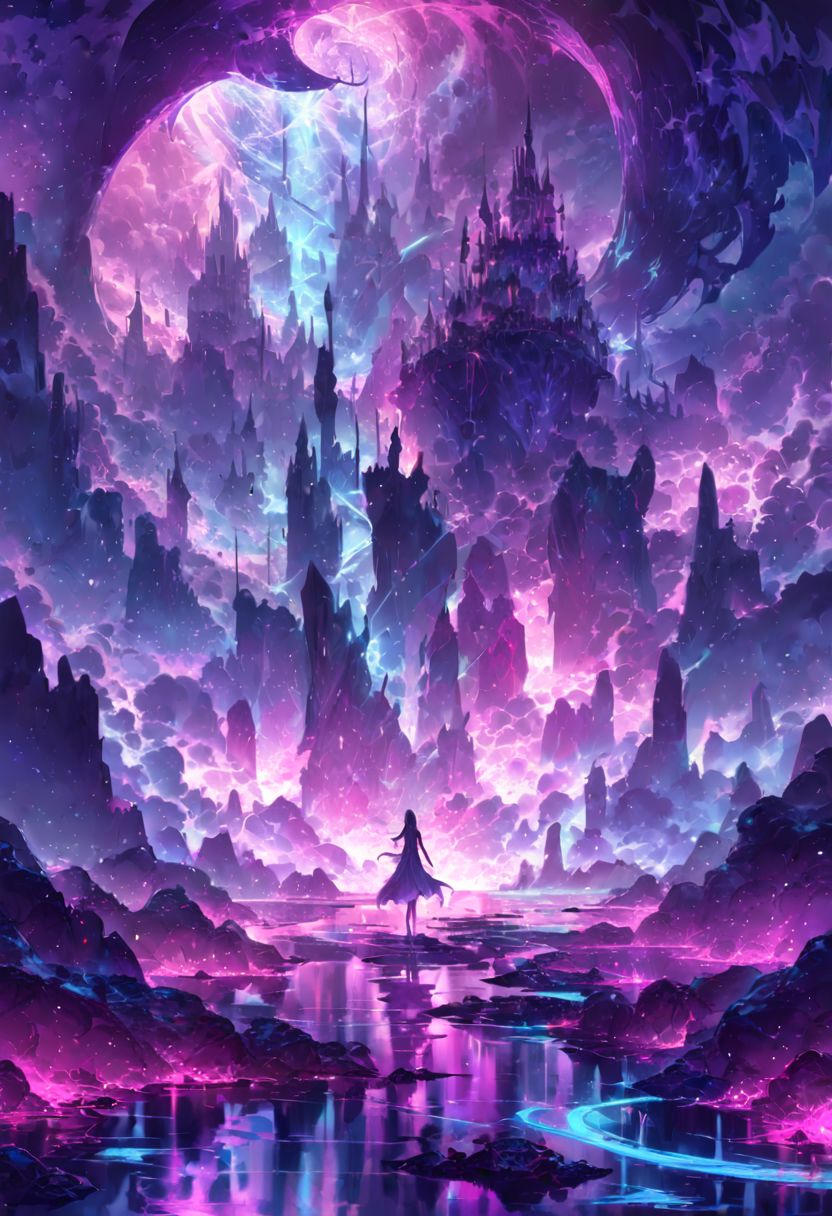 serene night, beautiful sky, dancing silhouette, Complex landscape, best quality, pastel colors, light blue tint, aesthetic Ethereal, Effulgent, Idyllic atmosphere,  Tranquil,  ethereal quality, cinematic volume, Twinkling lighting, glowing aura, global illumination,  glowneon, Anisotropic Filtering, Unrivaled Opus, Unconventional, hyper detailed, HDR,