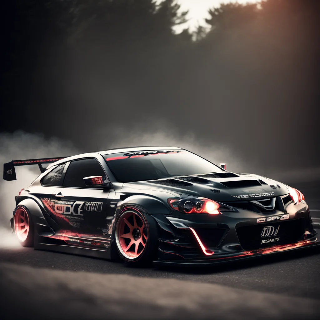 photo A Car, [Nissan|Toyota] Drift Spec, midnight (MidnightDrift style:1) <lora:djzMidnightDrift:0.8)