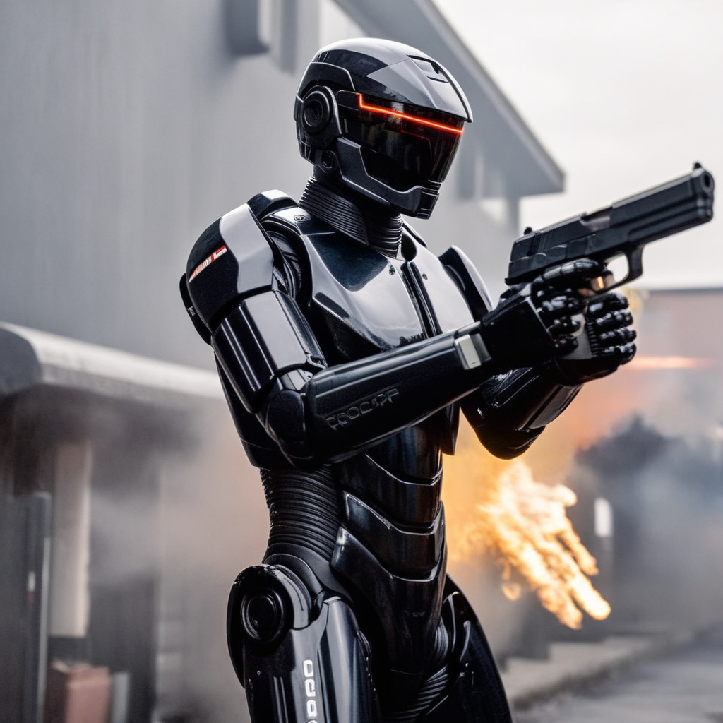 <lora:Kodak Motion Picture Film:1.2>  (Sharp Detailed Image)
An Oscar winning movie for Best Cinematography robocop a cyborg man in a black suit aiming a gun pistol Kodak Motion Picture Film Style
