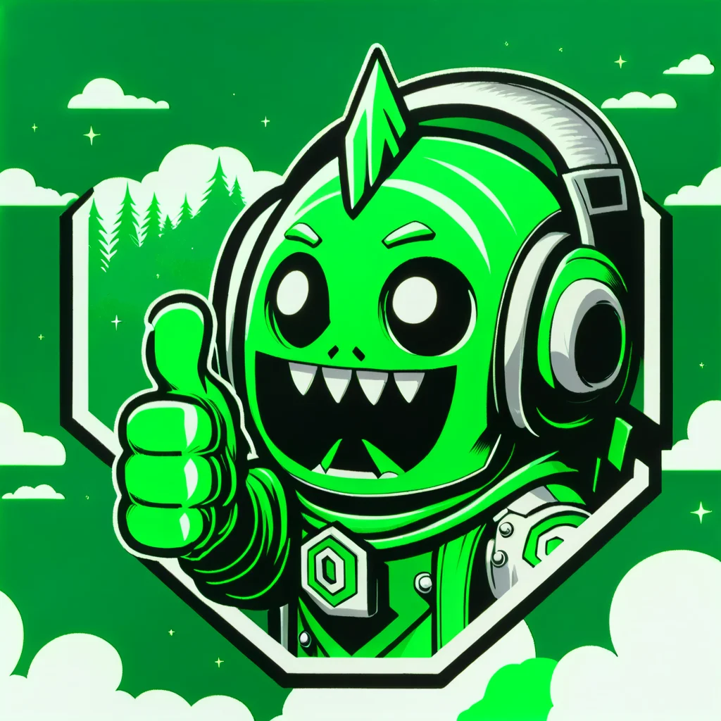 DonMSt0pS1gnXL green, forerunners (extinct), thumbs up  <lora:DonMSt0pS1gnXL-000006:0.75>