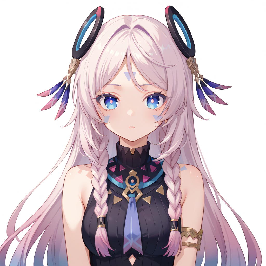 score_9, score_8_up, score_7_up, anime source, simple background, 
1girl,  citlali, braid, blue eyes, pink pupils, gradient hair, long hair, mark,
<lora:citlali_pony_v1:0.7>