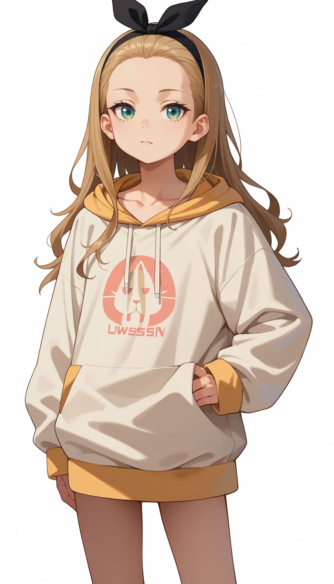 score_9, score_8_up, score_7_up, source_anime, 
Hand on hips, 
 <lora:Kurumi:1> kurumi \(lycoris recoil\),long hair,black hairband,hair ribbon,forehead,collarbone,hoodie,white hoodie,drawstring,long sleeves,sleeves past fingers,barefoot