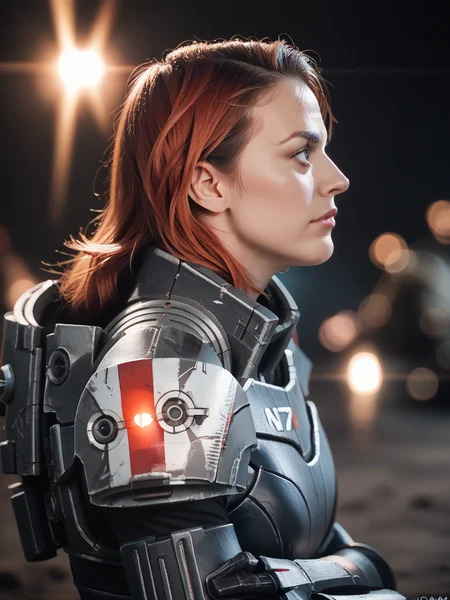 score_9, score_8_up, score_7_up, score_6_up, score_5_up, score_4_up, realistic, photograph,
1girl wearing n7 armor, <lora:n7_armor-PD-1.0:1>,
red hair, tank, battlefield, bokeh, science fiction, from side