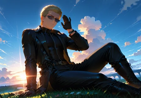 IllusP0s, PonyScores7, source_anime, ah1, IllustriousQual, interesting, exciting, spectacular, wonderful, amazing quality, absolutely eye-catching,
BREAK <lora:xl_more_art-full_v1:0.2>, <lora:aesthetic_anime_v1s:0.2>, <lora:EpicF4nta5yXL:0.2>, <lora:detailxl:0.2>, detailxl, <lora:Fant5yP0ny:0.2>, amazing quality, best aesthetic, absurdres, illustration, Volumetric_Lighting, ultra-detailed, very aesthetic, intricate details, best_quality, lazympos, <lora:Add_Details_v1.2:0.2>, <lora:quality_modifiers_masterpieces_v1:0.2>, <lora:ZootPonyAnime_V1_r2:0.2>, <lora:Bestifacator2:0.2>, anime style,
BREAK ((lying on the side in a secluded garden, the scent of blooming flowers surrounding you, as your partner's lips brush against your ear, whispering sweet temptations)),
BREAK Stable_Yogis_PDXL_Positives, AS-Adult, <lora:Complicated fantasy portrait - XL Pony V2.0:0.2>, <lora:HDA_Detailer:0.3>, AS-MidAged, ((Ground level, medium distance from viewer, focus on feet)),
BREAK (((<lora:albertwesker-guy-PONYv1:0.8>, albertwesker, 1boy, toned, athletic, fit, mature male))), <lora:shinyskin2:0.2>, glistening skin, <lora:perfection style:0.2>, perfection style, perfection,
BREAK ((black gloves, watch, belt, black coat, black pants, black turtleneck, zipper, black boots)), ((sunglasses:1.3)),
BREAK ((slicked back hair, (short hair:1.7), blonde)), <lora:hairdetailpxl:0.2>, hairdetailpxl,
BREAK ((angular face, sharp_featured face, handsome, charming, alluring)), blue eyes, expressive eyes, <lora:perfect-eyes:0.4>, perfecteyes, EyesHD, <lora:DetailedEyes_xl_bdsqlsz_V1:0.2>, <lora:Eyes_Lora_Pony_Perfect_eyes:0.2>, <lora:focusoneyes:0.2>, <lora:cinematic eye color style illustrious v1:0.2>, <lora:Eyes_High_Definition:0.2>, EyesHD,
BREAK ((focused, intense glare, apathetic, contemptuous)), <lora:Expressive_H:0.2>, Expressiveh, <lora:Emotional_Anime_Expressions_PonyXL_Concept:0.2>, emotional, <lora:Best_Facial_Expression_LoRA_PONY:0.2>, looking at viewer, <lora:Detailed expressive EXEV style -XL Pony V1.0:0.2>, FaceDetail,
BREAK (((<lora:Dream_Lounge_IL:0.6>, Dream Lounge, Dream Sky backgrounds, Sunset, Clouds, riverside, outdoors, grass, bridge))), <lora:Background Detailer - SDXL:0.2>, 4k, 8k, Ultra HD, Masterpiece, Best quality, Detailed background, <lora:Add_more_details_V2_XLpony:0.2> full_details, <lora:background-type1:0.2>, <lora:AddMicroDetails_Illustrious:0.2>, addmicrodetails, SmoothNoob_Quality,