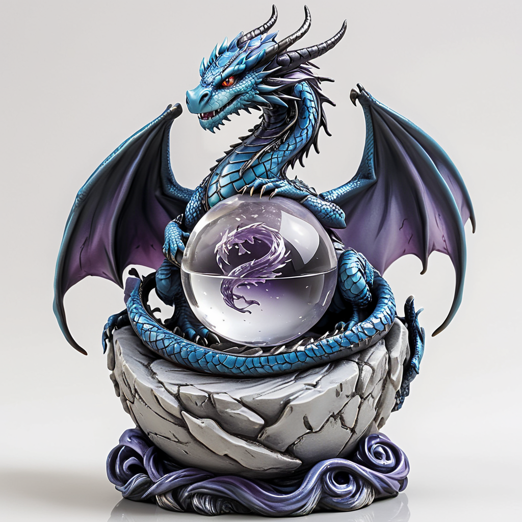 <lora:VinylStatueSDXL:1> ArsFigurine, Vinyl statue, Detailed dragon curled around a crystal ball