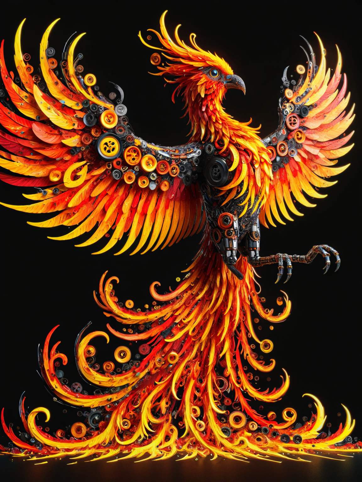 ais-scrapyrd phoenix, rising from the ashes <lora:Scrapyard_Style_SDXL:1>
