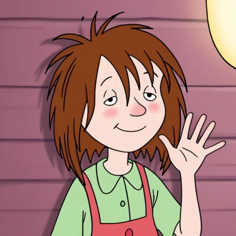 score_9, 1girl, solo, llhh1, brown hair, short hair, green shirt, sleepy smile, half closed eyes, blush, waving at viewer, upper body, <lora:llhh1:1>, Volumetric Lighting,