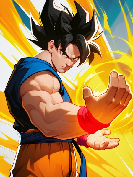 highres, hi res, best quality, masterpiece, intricate details, absurdres, 4k,, semi realistic, cartoon,
1boy, son goku,, energy around, aura,, looking at viewer, dynamic pose, fighting stance, cowboy shot, multicolored background, dutch angle, 
, MarvelRivals, <lora:AMarvelRivals_style-06:1>