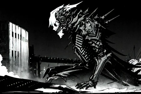 highly insanely detailed, masterpiece, top quality, best quality, highres, 4k, 8k, RAW photo, (very aesthetic, beautiful and aesthetic),
tsutomu nihei,nihei_tsutomu,blame!,blame gakuen!,abara,TNstyle,sidonia_no_kishi,cables,tubes,industrial pipes,walkway,foggy,bones,buildings,fence,concrete walls,metal walls,light particles,dark sky,black sky,bridge,wire,gauna,gauna mech,letterboxed,toha heavy industries,clouds,tentacles,dome,dark background,open space,dystopia,destroyed,cyberpunk,empty,
<lora:ABARA:0.7>,
(1girl:1.3),
solo focus,
pure blue background,pure yellow background,(solid color background),âââ