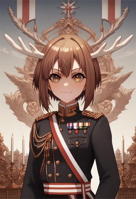 score_9, score_8_up, score_7_up, score_6_up, score_5_up, score_4_up, detailed eyes, detailed skin, source_anime, source_anime, masterpeice, best quality, very aesthetic, absurdres, BREAK,
<lora:noko.pony:1>,
noko, <lora:IJAuniformXLv1:1> ,cowboy shot,upper body,court uniform,black uniform,austrian knots sleeve,small breasts,narrow waist,evil smile,light smile,indoors,palace,courtroom, japanese flag in background,