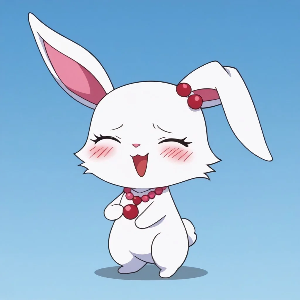 score_9, score_8_up, score_7_up, (source_anime:1.4), anime screencap,masterpiece, best quality,
,BREAK,
front_view, standing,((blush,shy,surprised,smirk,embarrassed,troubled,)), Full Body, Romantic,Small Body, chibi,Furry, looking_pleasured,jewel pet, ((solo,1girl,female)),center,ru6y,Ruby,(white fur,white body),closed eyes, open mouth,
no humans,animal,rabbit,rabbit ears,pivoted ears,hair_accessory, 1 cherry blossom on bunny head,cherry blossom hair accessory,jewelry,necklace,cherries gem,cherries necklace,
BREAK,
towelette,towel,covering breasts,