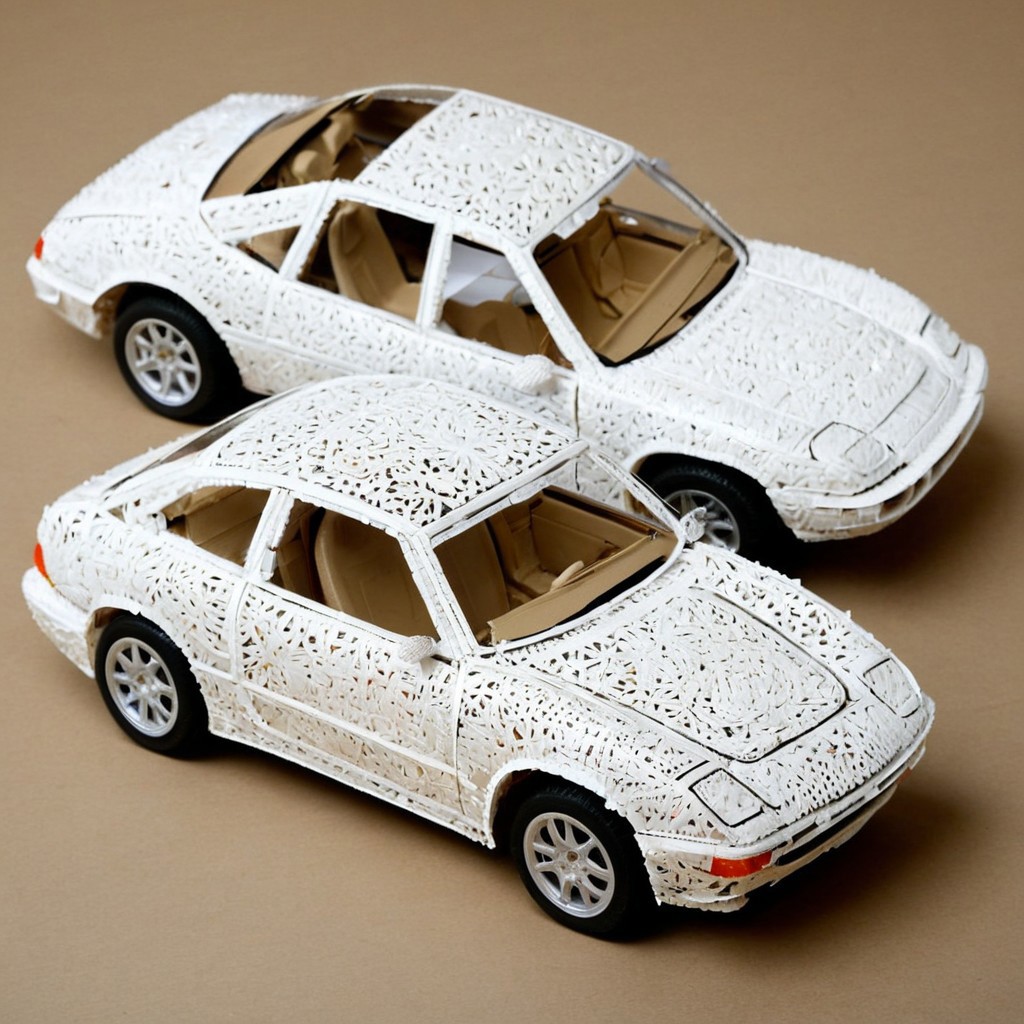 made of egg_shell, a detailed toy car,