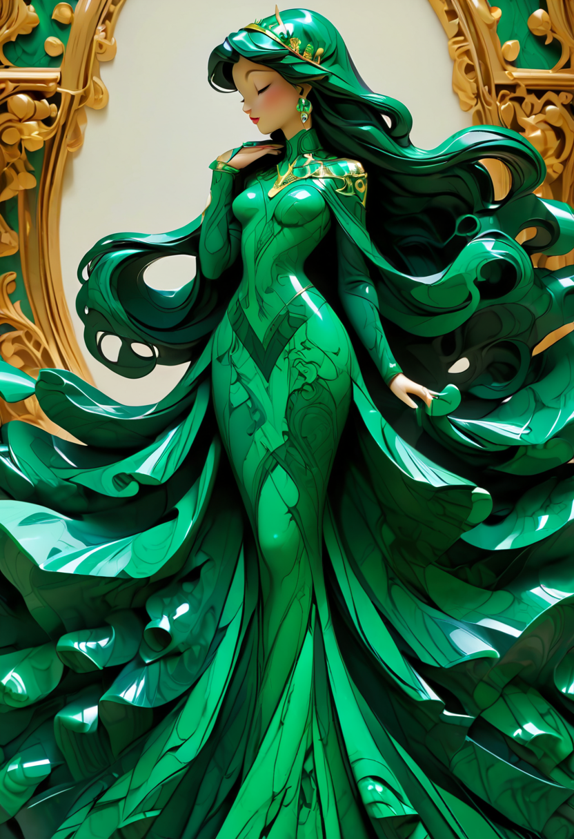 princess silhouette, dramatic, sharp outlines, high contrast, masterpiece, ultra detailed, fine details, intricate, ornamental, elegant, malachite_style