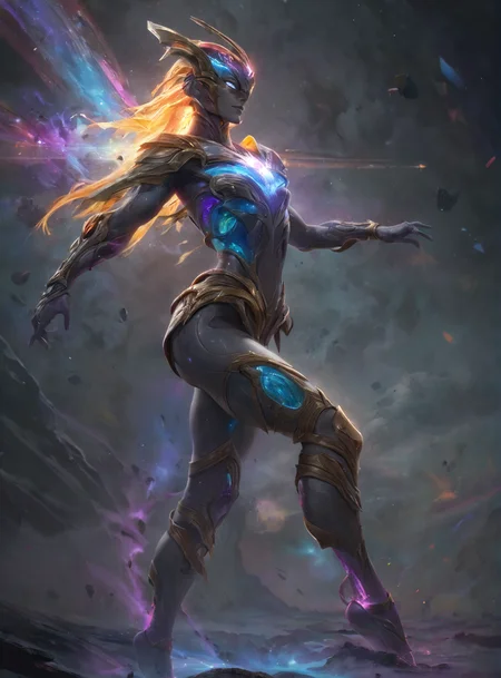 csmicvoid,epic,woman,Balancing, pretending to walk on a rainbow((hyperdetailed photography))),realistic,ultra detailed,ray tracing,octane render,intricate,cinematic,glowing body features,masterpiece,fractal,taking,perfection,hyper realistic reflections,very detailed,50nm dof,bokeh,realistic,sharp focus,ultra detailed,8k,uhd,smart,Supernova,surging power,high resolution,trending on artstation and deviantart,featured,Graphite Gray theme,<lora:bloodmoonXL-000003:0.75>, <lora:add-detail-xl:1>