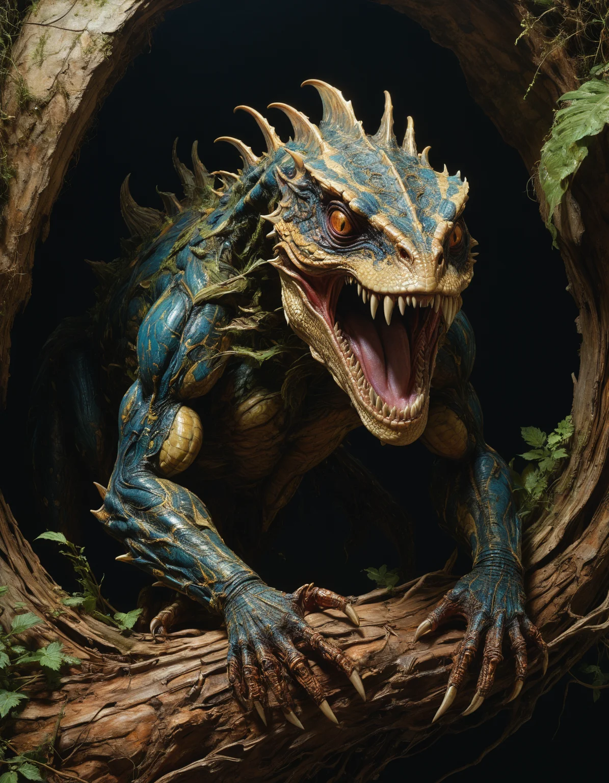 by (Roger Dean:1.2) and (Donato Giancola:1.1), hyper realistic medium full shot photo of a (monster lurking in the shadows:1.1), (reptilian , angelic , masterful:1.4), poster art, bold lines, hyper detailed, expressive, award winning, dark limited color palette, high contrast, depth of field, (intricate details, masterpiece, best quality:1.4),
RGB lighting, looking at viewer, dynamic pose, wide angle panoramic view,
<lora:add-detail-xl:0.8> <lora:xl_more_art-full_v1:0.5> <lora:NicolaSamori:0.4> in the style of nicola samori <lora:looking_at_viewer:2>