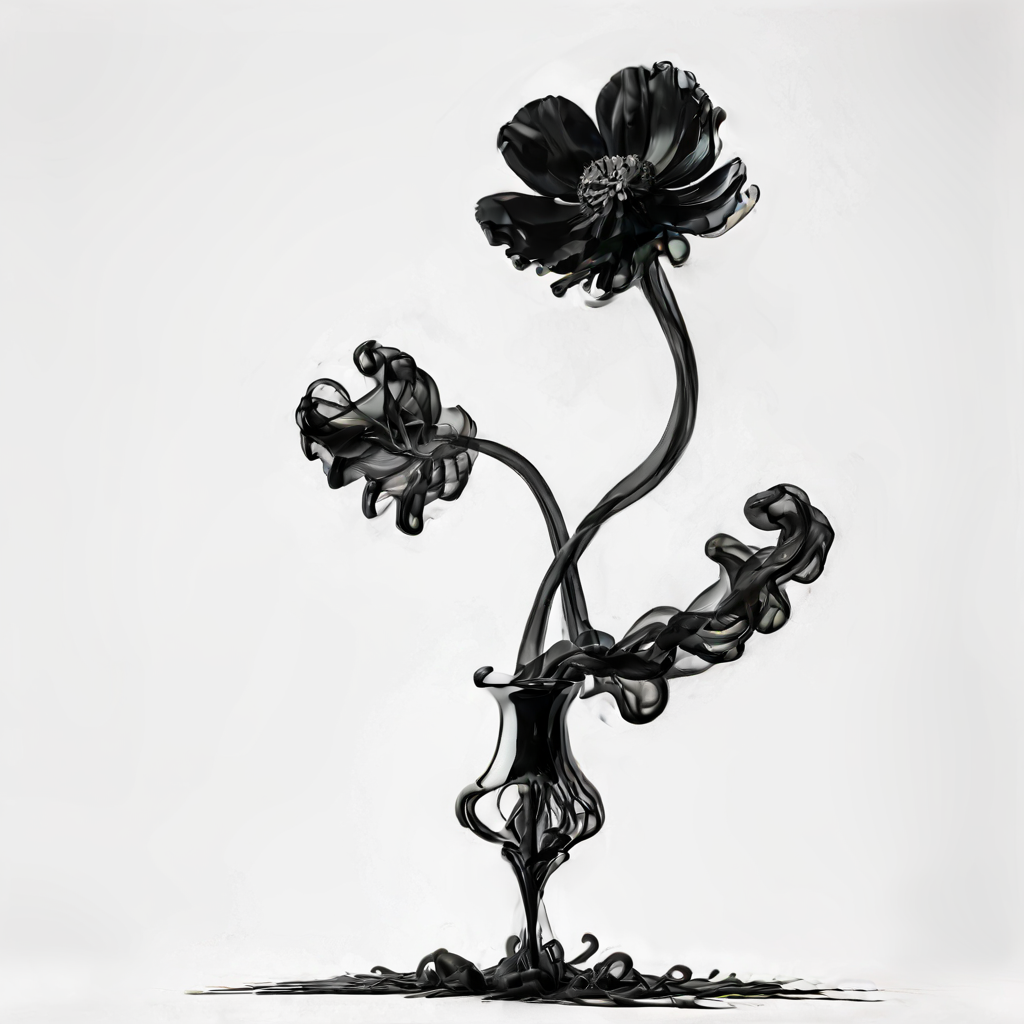 A beautiful Poppy flower in a black vase in a white room, ((white background)), photograph, 8k resolution, award winning photograph, horror, cinematic lighting   <lora:Gloom-step00000900:1>