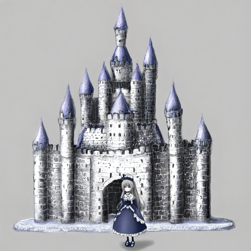 1girl, dress, castle