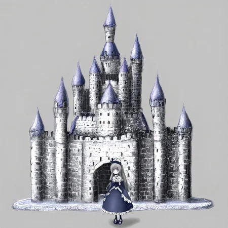 1girl, dress, castle