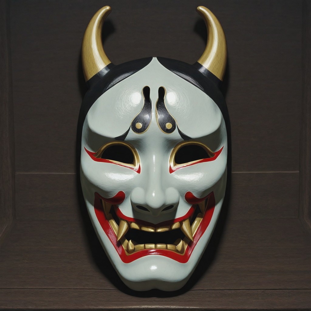 haunted hannya mask in an ancient Japanese shrine