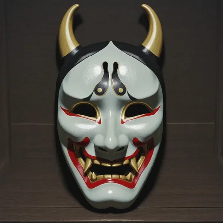 haunted hannya mask in an ancient Japanese shrine