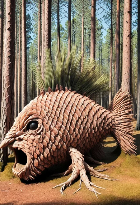 morphing into gnarled tree roots, bark textures growing, forest shadows surrounding, primal fear or transformation, dark fairytale horror aesthetic, storybook surrealism, pines and needles, pines, needles, an untamed masterpiece waiting to sprout