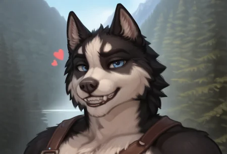 score_9, score_8_up, score_7_up, score_6_up, 1anthro, 1human, male, , furry, detailed fur, anthro, eyes, , perfect face, detailed eyes, perfect eyes, sexy, sexy boy, beautiful eyes, perfect cute face, petite body, face focus, dynamic angle, body shot, full body, looking at viewer, face focus, outdoors, detailed lighting, detailed background, upper body, portrait, eyes focus,
smug expression, floating hearts, eye focus, smug, pleased, mischievous, smirk, seductive pose, , flirty, flirting with viewer, forest, woods, wilderness, nature, mountain, detailed teeth,
detailed eyes, perfect eyes, beautiful eyes, , bedroom eyes, detailed eyes, perfect eyes, beautiful eyes, , detailed fur, tail, eyes, realistic fur, , solo, 1 boy, young, (((handsome, detailed face and eyes))), solo, anthro, male, muscular, well built, two-toned fur, male focus, anthro dog, furry male, animal ears, realistic eyes, realistic fur, 1boy, bara, Loken, Loken_Soulcreek, black and white fur, blue eyes, dog, husky, anthro, bushy tail, clothing, clothed, Main Clothing, large male, large anthro, buff, Loken, Loken_Soulcreek, black and white fur, blue eyes, dog, husky, anthro, bushy tail, male focus, 1boy, solo, furry, furry male, tail, full body, belt, animal ears, colored sclera, jewelry, weapon, pectorals, barefoot, pants, clothing, clothed, Main Clothing, Leather straps, trousers, <lora:Loken_-_Soulcreek:0.75>
tail, uncensored, canine mouth, sharp teeth, detailed teeth, detailed canine teeth,
<lora:CleanDetailed_Eyes:0.25> <lora:Better_caninefeline_mouth:0.2>
<lora:princess_xl_v1:1> <lora:Expressive_H:0.65> <lora:g0th1cPXL:0.45> <lora:incase-ilff-v3-4:0.3>