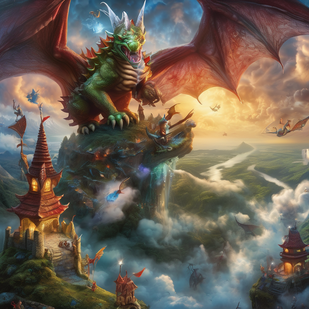 Fujifilm quality photograph (best quality)++, (masterpiece)++, (detailed)+, elf on the shelf fighting a Dragon, (fantasy illustration)1.3, enchanting Dragon battle elf on the shelf, mystical battle, (many gnomes battling)1.4 (whimsical charm).4 Otherworldly charm, mystical sky, (Luis Royo)1.2, (Yoshitaka Amano)1.1, moonlit night, soft colors, (detailed cloudscape)1.3, (high-resolution)1.2 (gnomes  battling everywhere)1.2 , <lora:DonM3t3rn1tyXL-v1.1:0.3> DonM3t3rn1tyXL <lora:DonMD1g174l4sc3nc10nXL:0.3> DonMD1g174l4sc3nc10nXL  <lora:Dragons:0.8> dragon  <lora:EnvyMagicalXL01:0.3> magical <lora:FantasyLandscape:0.8> FanLan